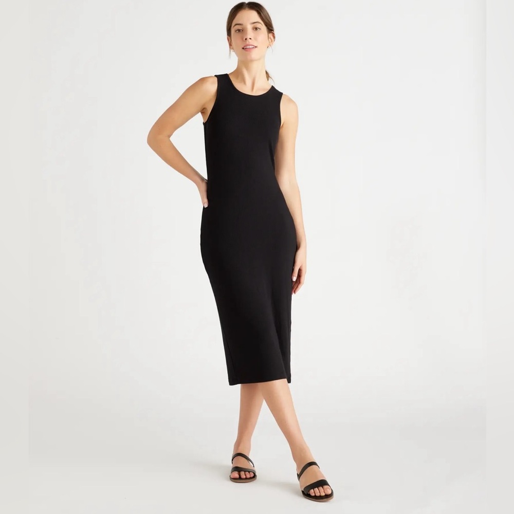 Quince Tencel Rib Knit Sleeveless Dress, XL